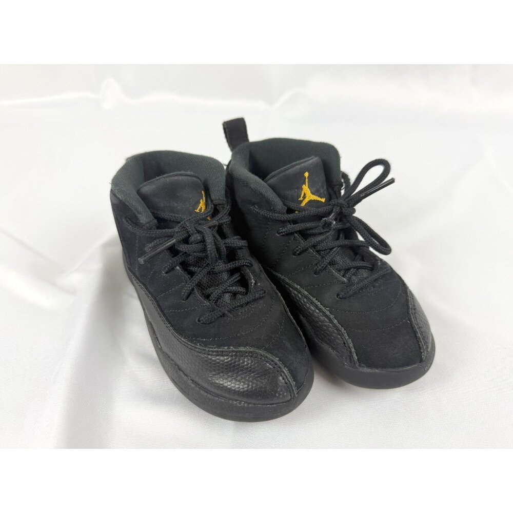 NIKE AIR JORDAN 12 RETRO (TD) BLACK-TAXI SZ 10c [850000-071] CLEAN